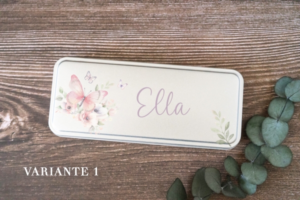 Metalldose / Blechdose für Stifte oder Pinsel Design Schmetterling personalisiert